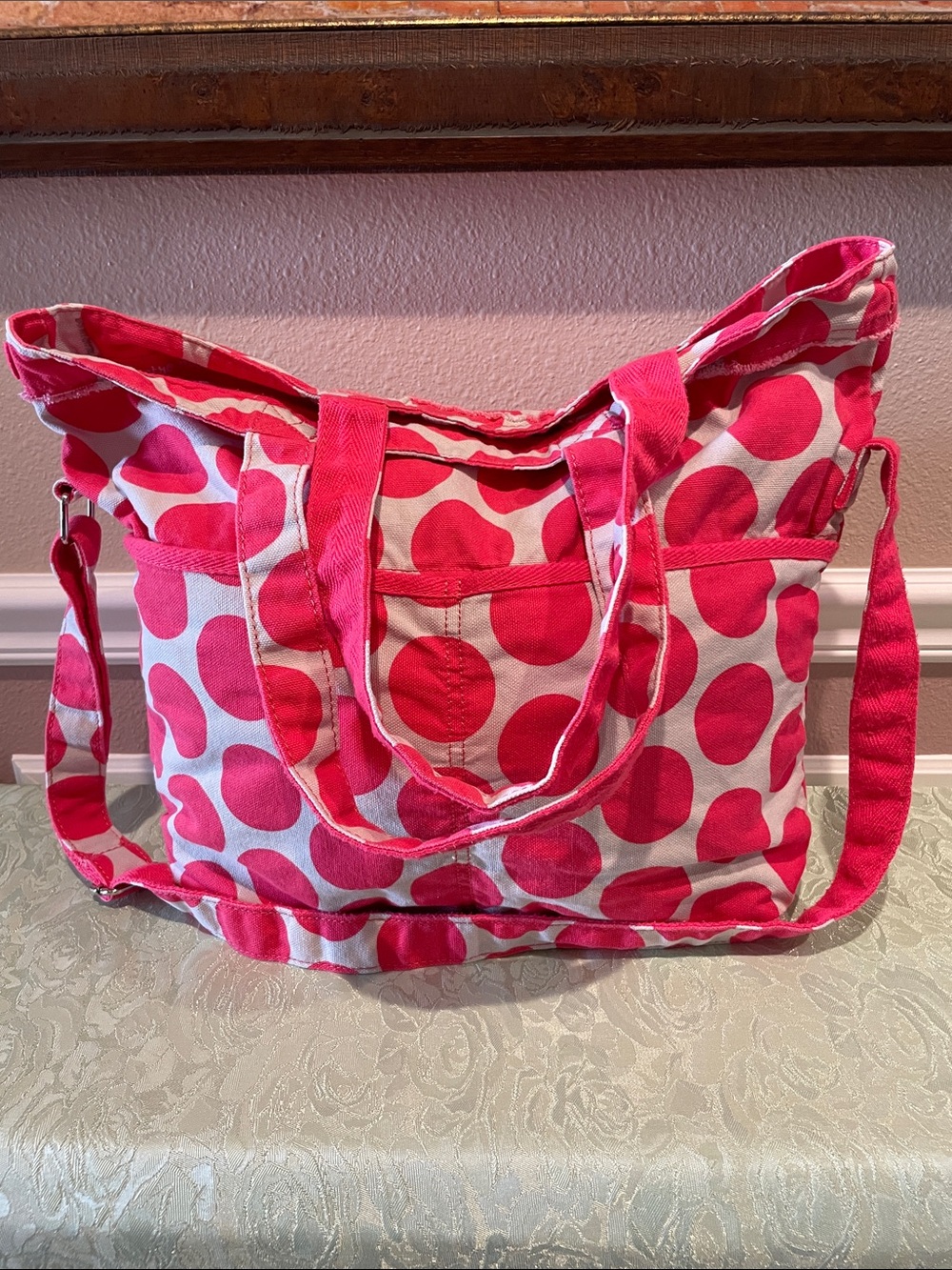 Thirty-One Retro Metro Fold Over Canvas Tote Bag